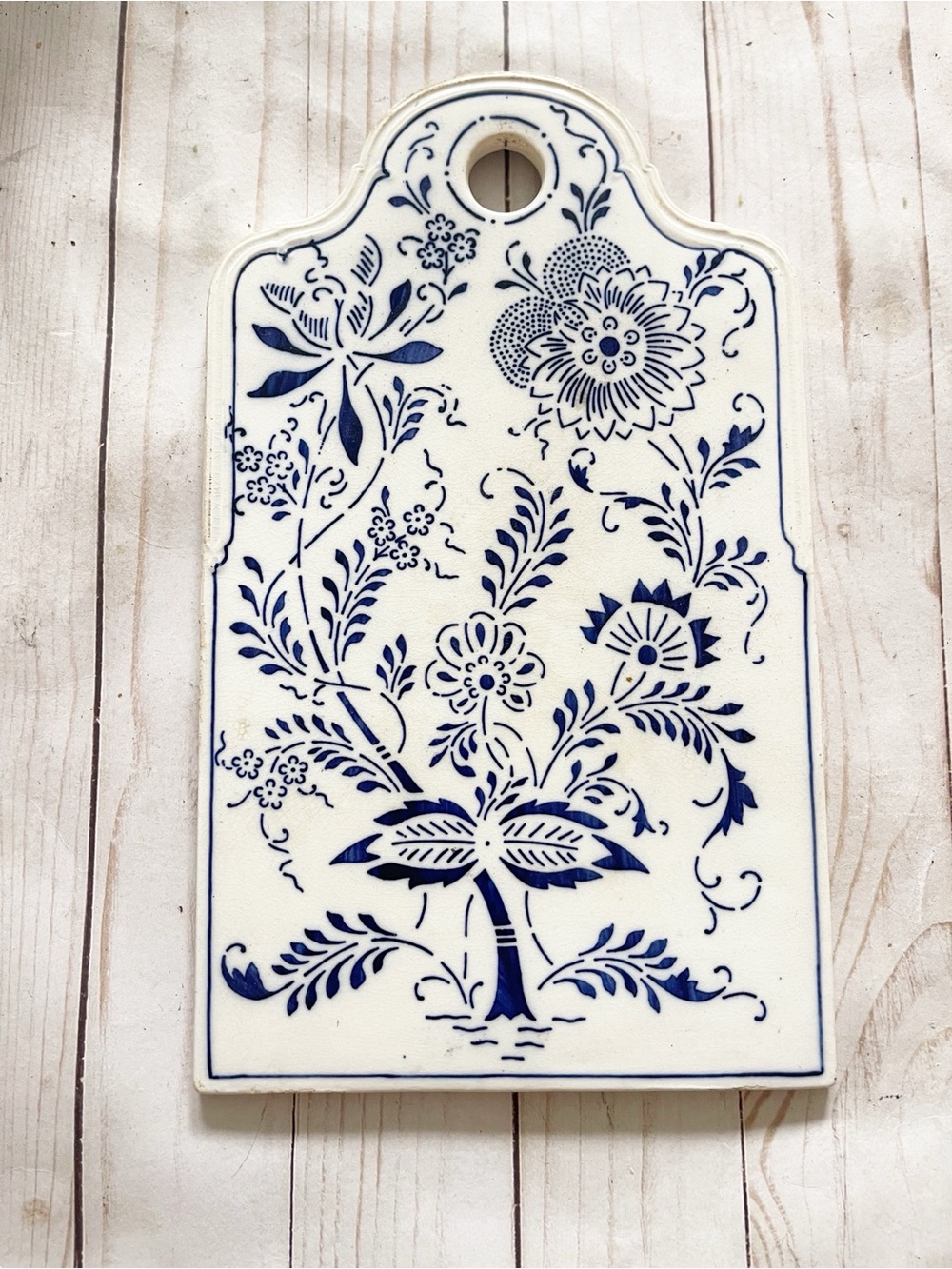 Blue Floral Ceramic Serving Board - Elegant Home Dining Serveware